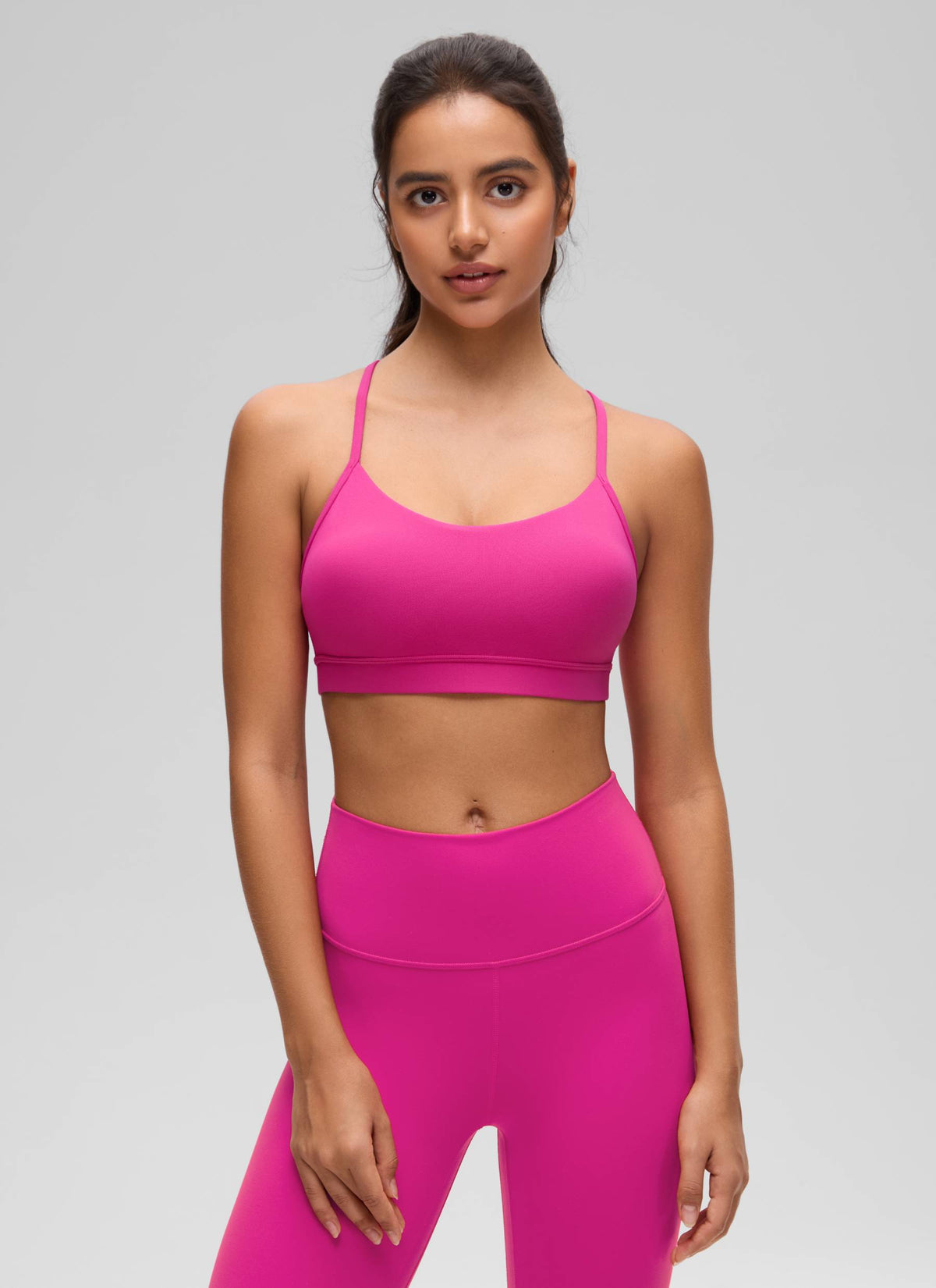 CRZ YOGA Women's Yoga Light Support Butterluxe Sports Bra Y back Hibiscus Purple @model_info:Liss