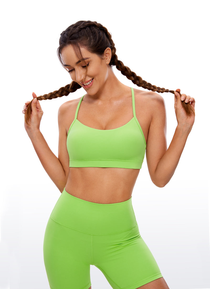 CRZ YOGA Women's Yoga Light Support Butterluxe Sports Bra Y back Green Glow