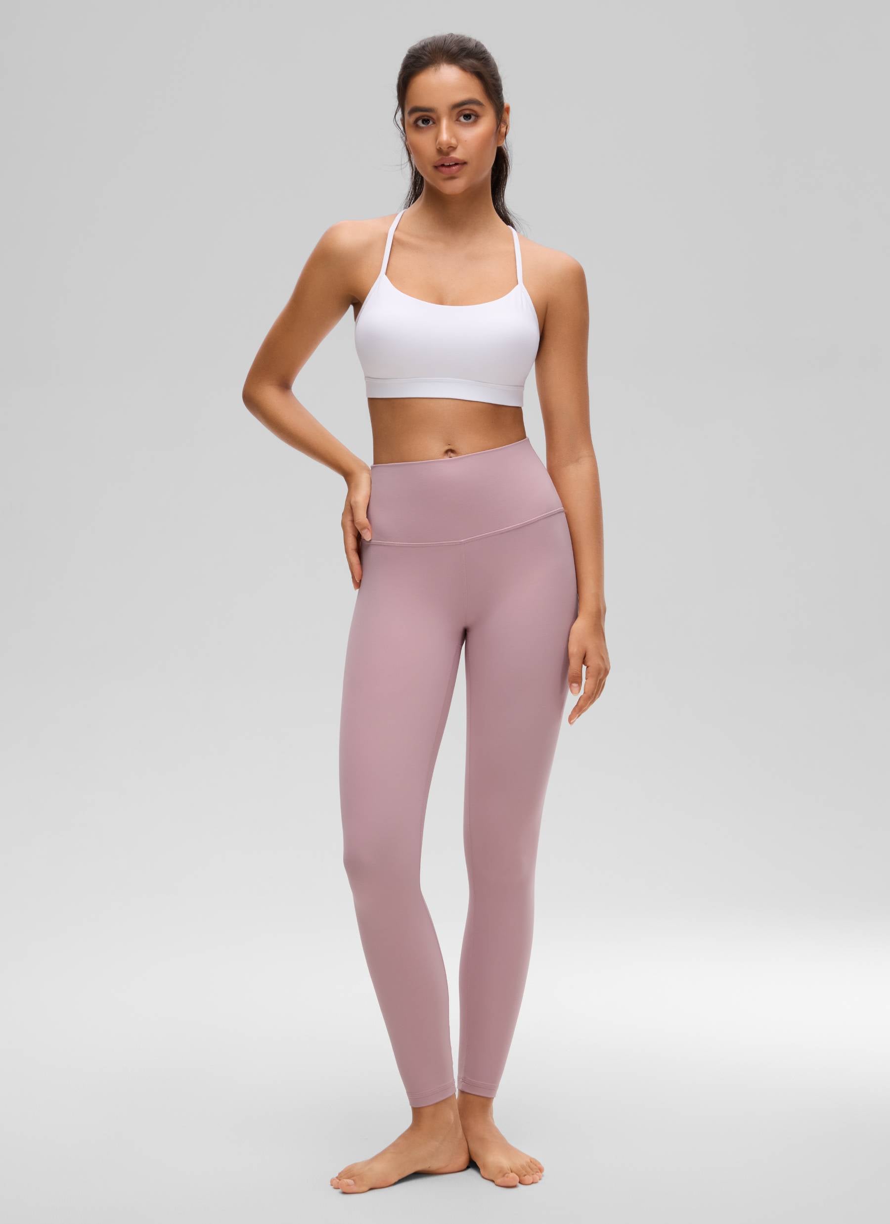 CRZ YOGA Women's Yoga Light Support Butterluxe Sports Bra Y back White