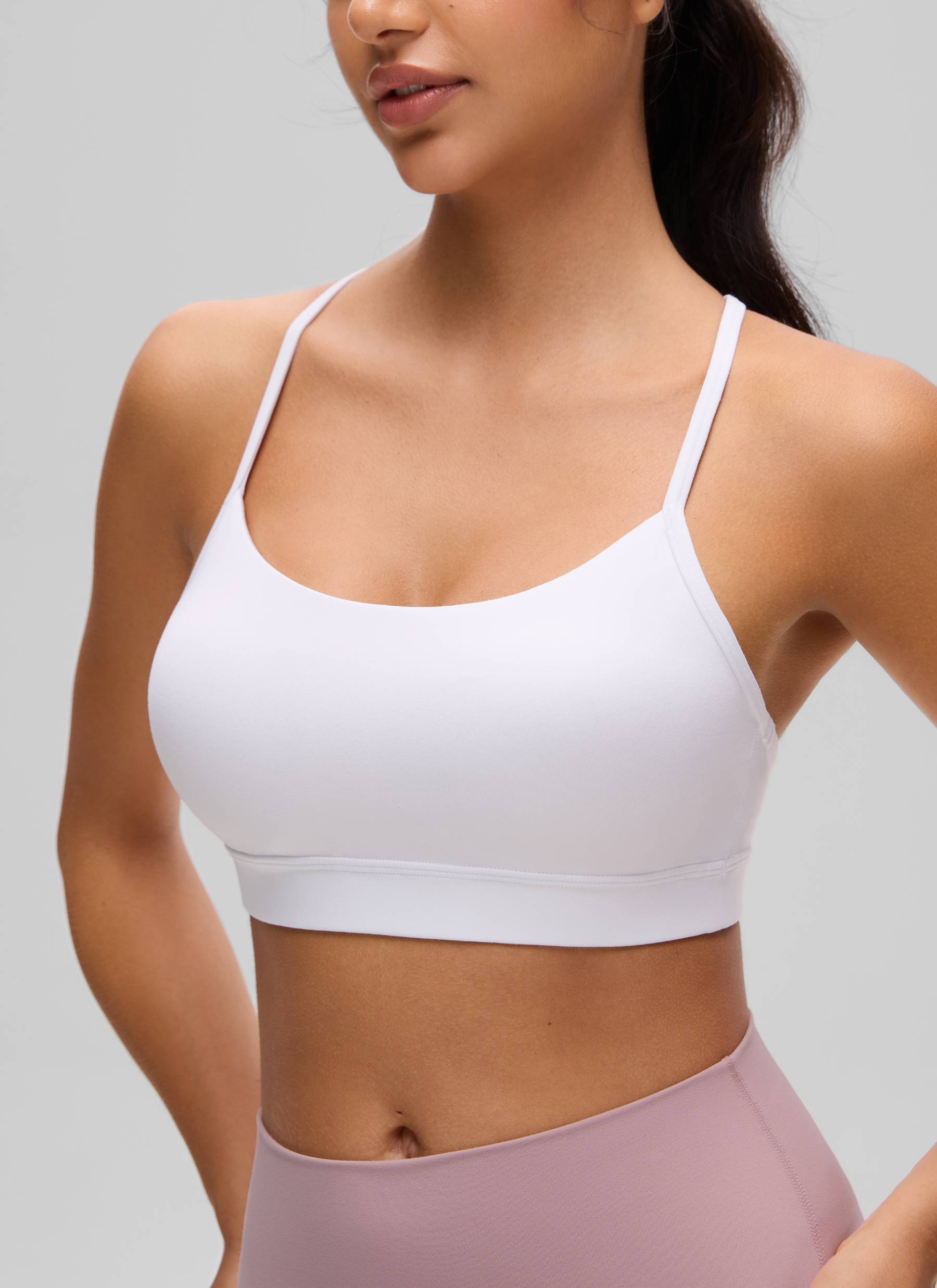 CRZ YOGA Women's Yoga Light Support Butterluxe Sports Bra Y back White