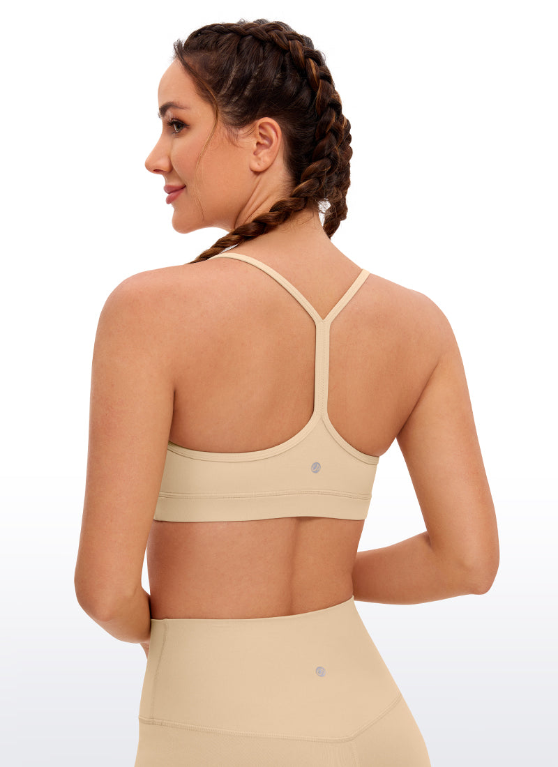 CRZ YOGA Women's Yoga Light Support Butterluxe Sports Bra Y back Tan Milkshake