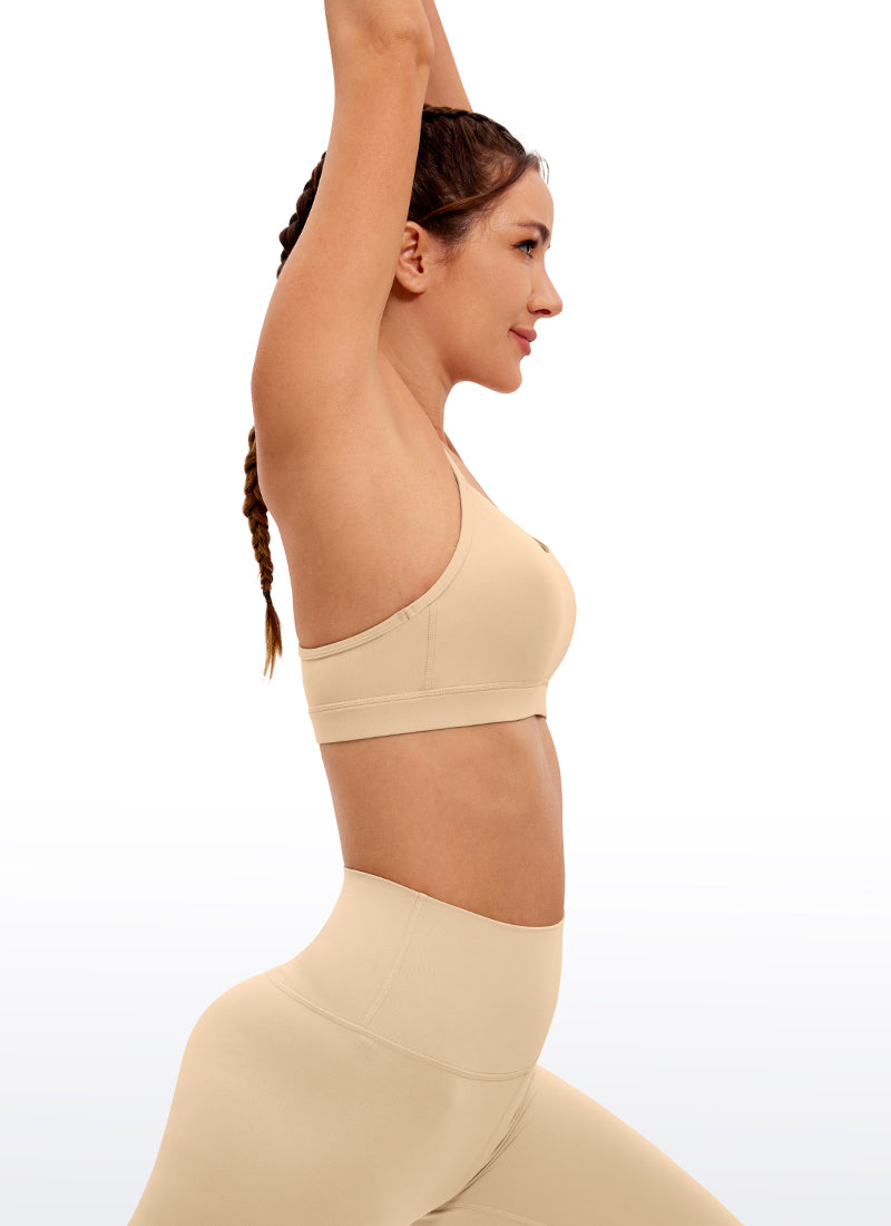 CRZ YOGA Women's Yoga Light Support Butterluxe Sports Bra Y back Tan Milkshake @model_info:NEW4
