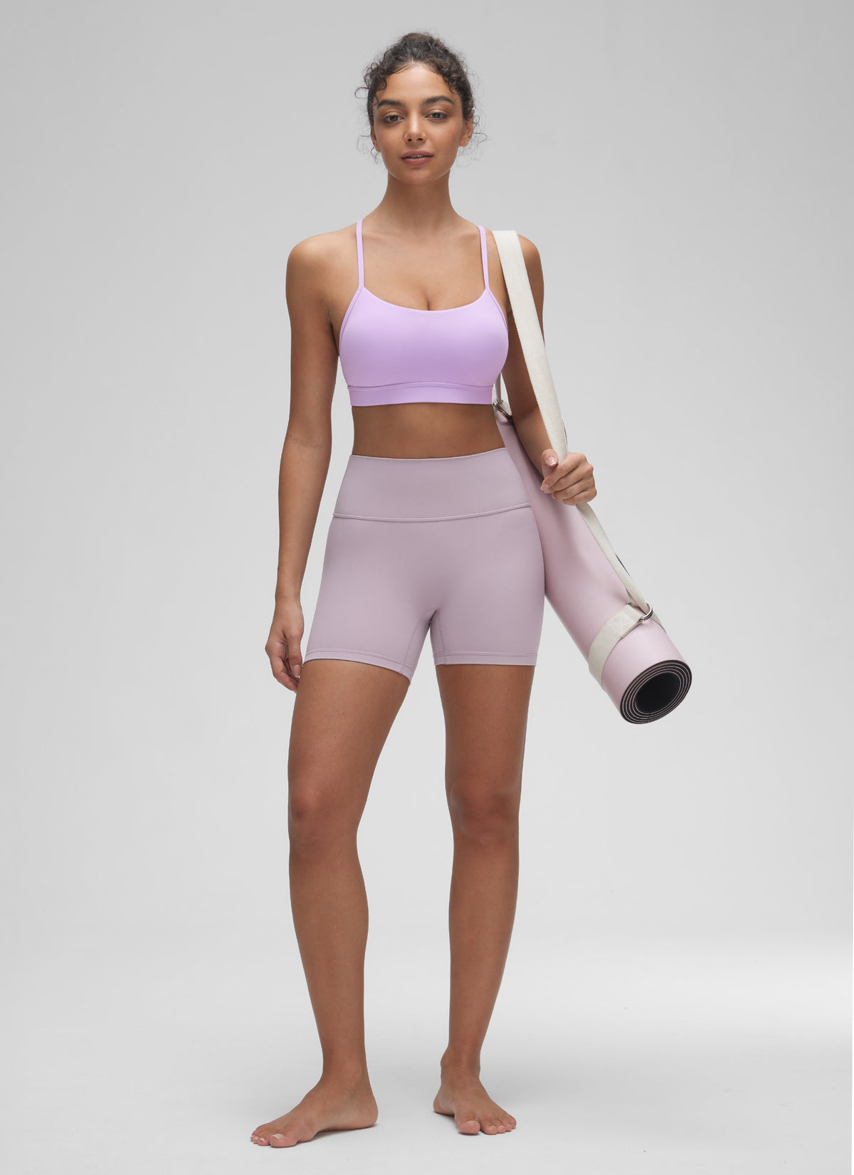 CRZ YOGA Women's Yoga Light Support Butterluxe Sports Bra Y back Elfin Purple @model_info:Anano