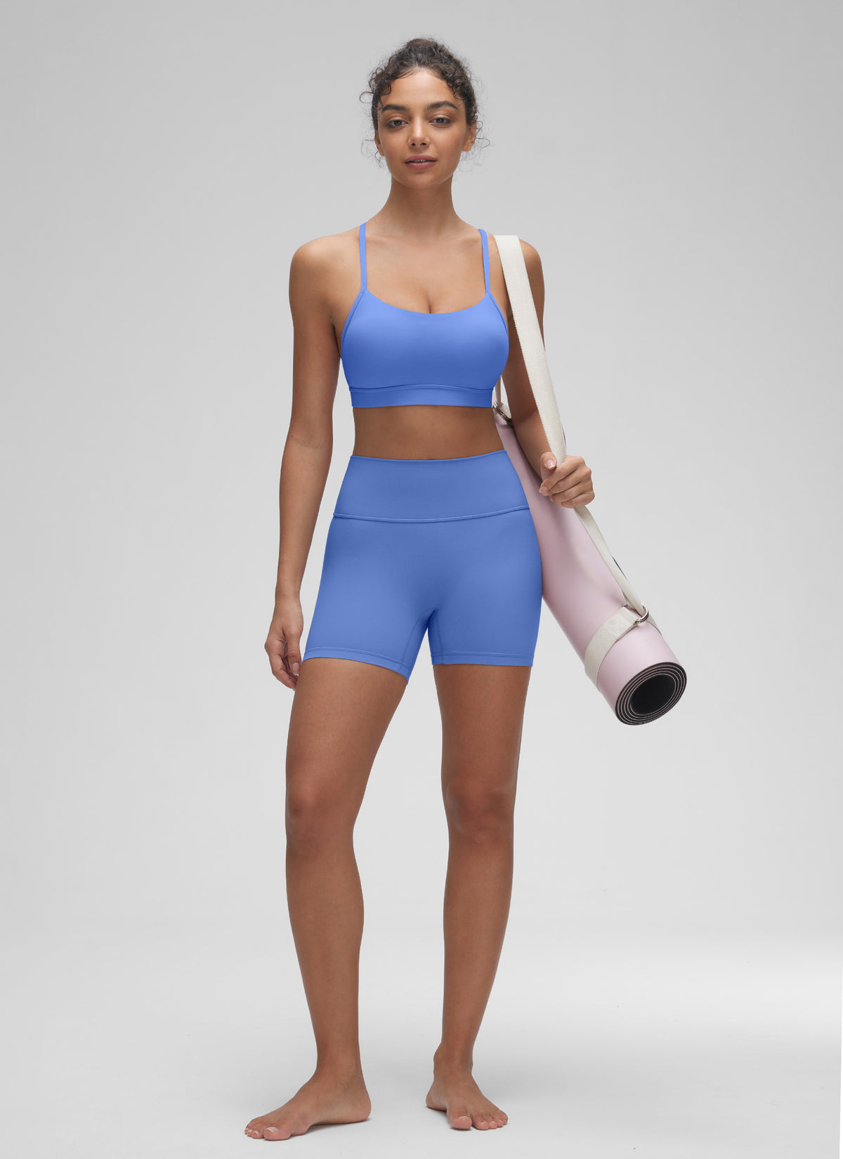CRZ YOGA Women's Yoga Light Support Butterluxe Sports Bra Y back Wild Indigo @model_info:Anano