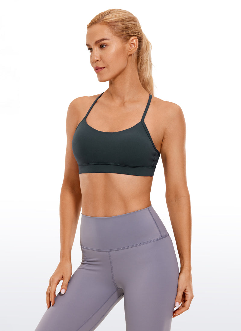 CRZ YOGA Women's Yoga Light Support Butterluxe Sports Bra Y back Dark Green @model_info:N