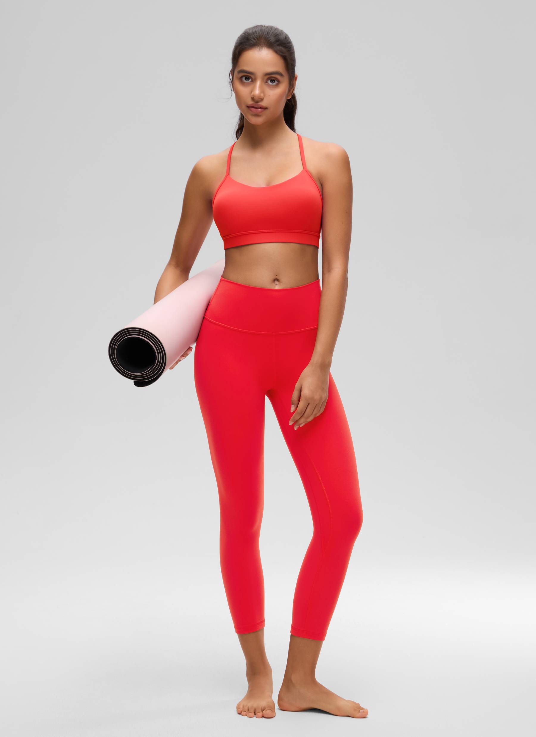 CRZ YOGA Women's Yoga Light Support Butterluxe Sports Bra Y back Deep Red