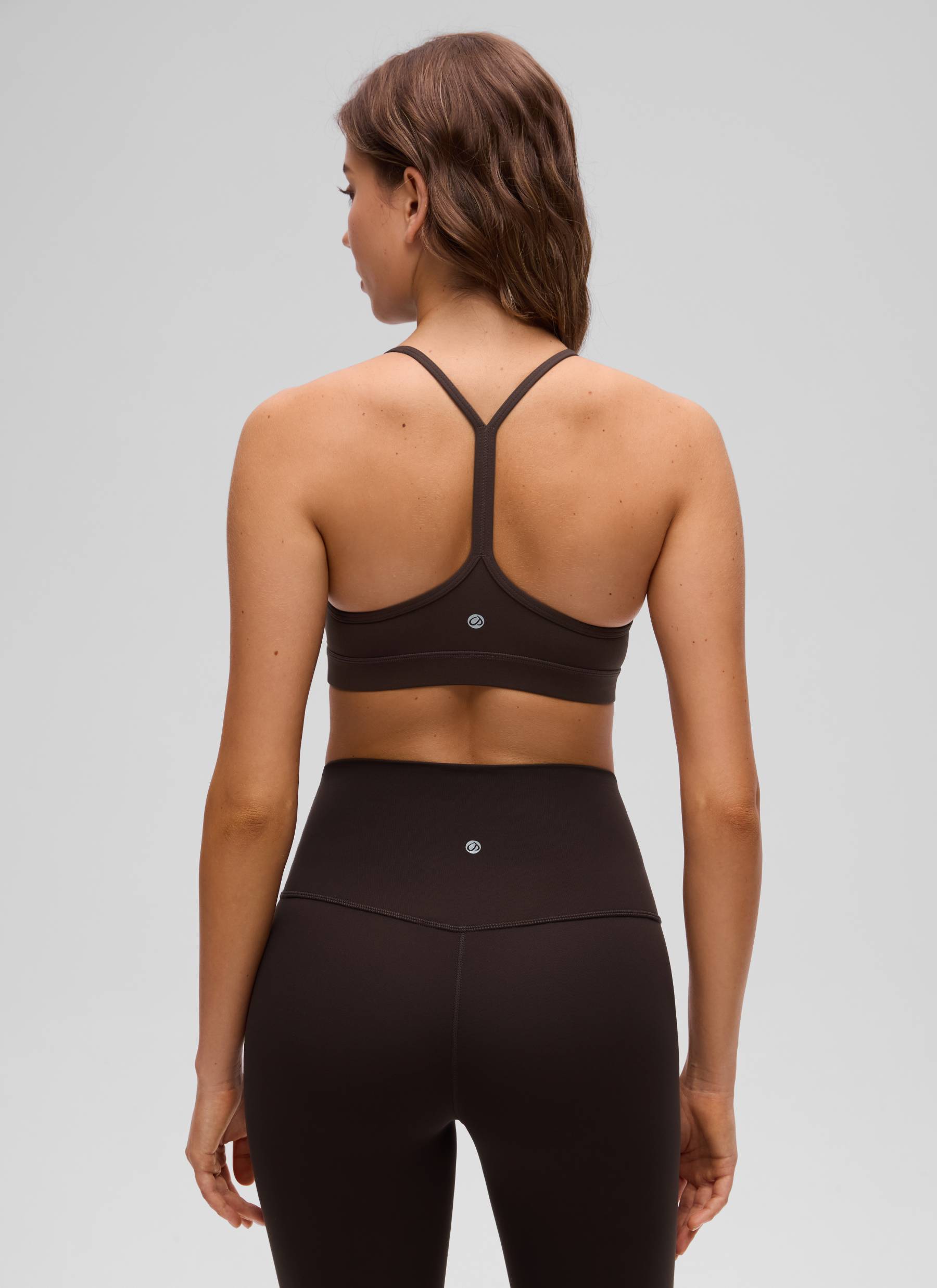 CRZ YOGA Women's Yoga Light Support Butterluxe Sports Bra Y back Hot Fudge Brown