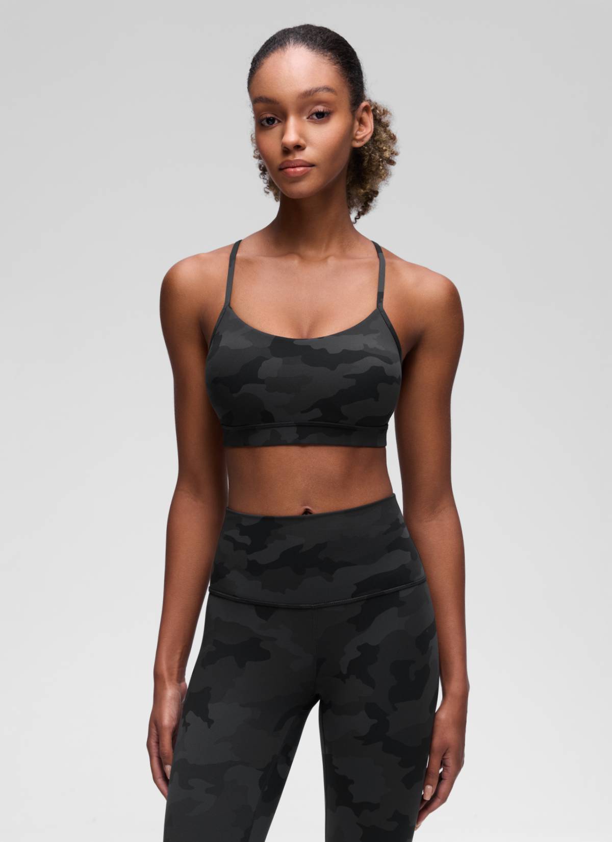 CRZ YOGA Women's Yoga Light Support Butterluxe Sports Bra Y back Dark Grey Camouflage 2