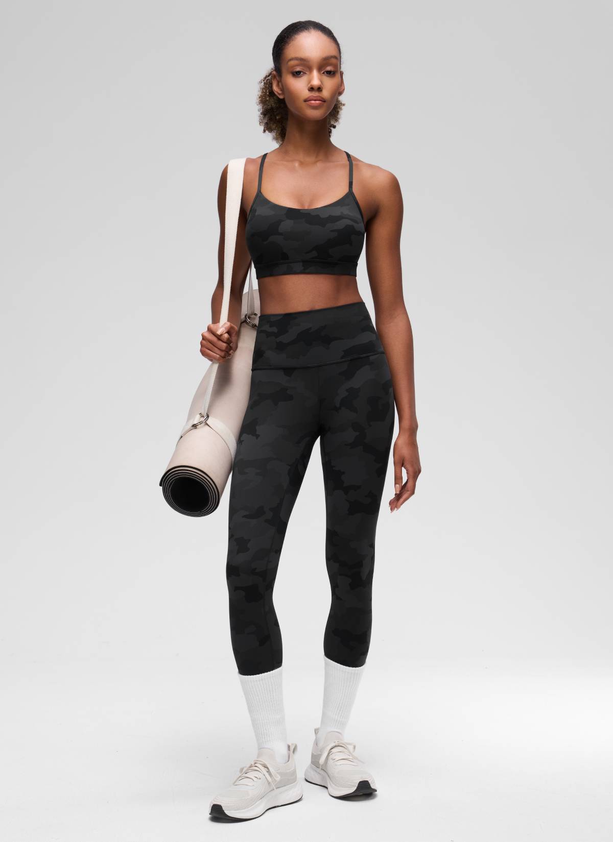 CRZ YOGA Women's Yoga Light Support Butterluxe Sports Bra Y back Dark Grey Camouflage 2