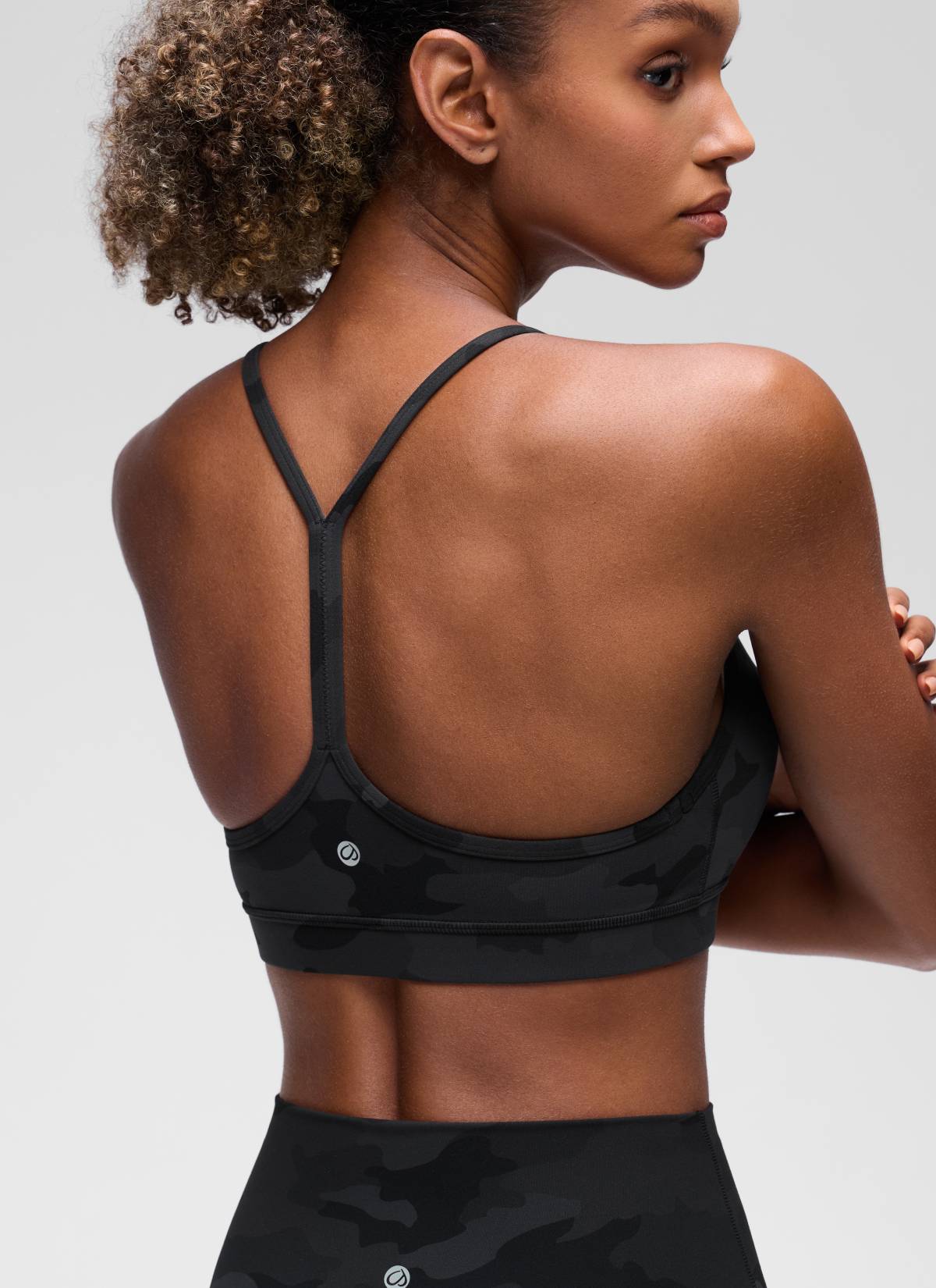 CRZ YOGA Women's Yoga Light Support Butterluxe Sports Bra Y back Dark Grey Camouflage 2