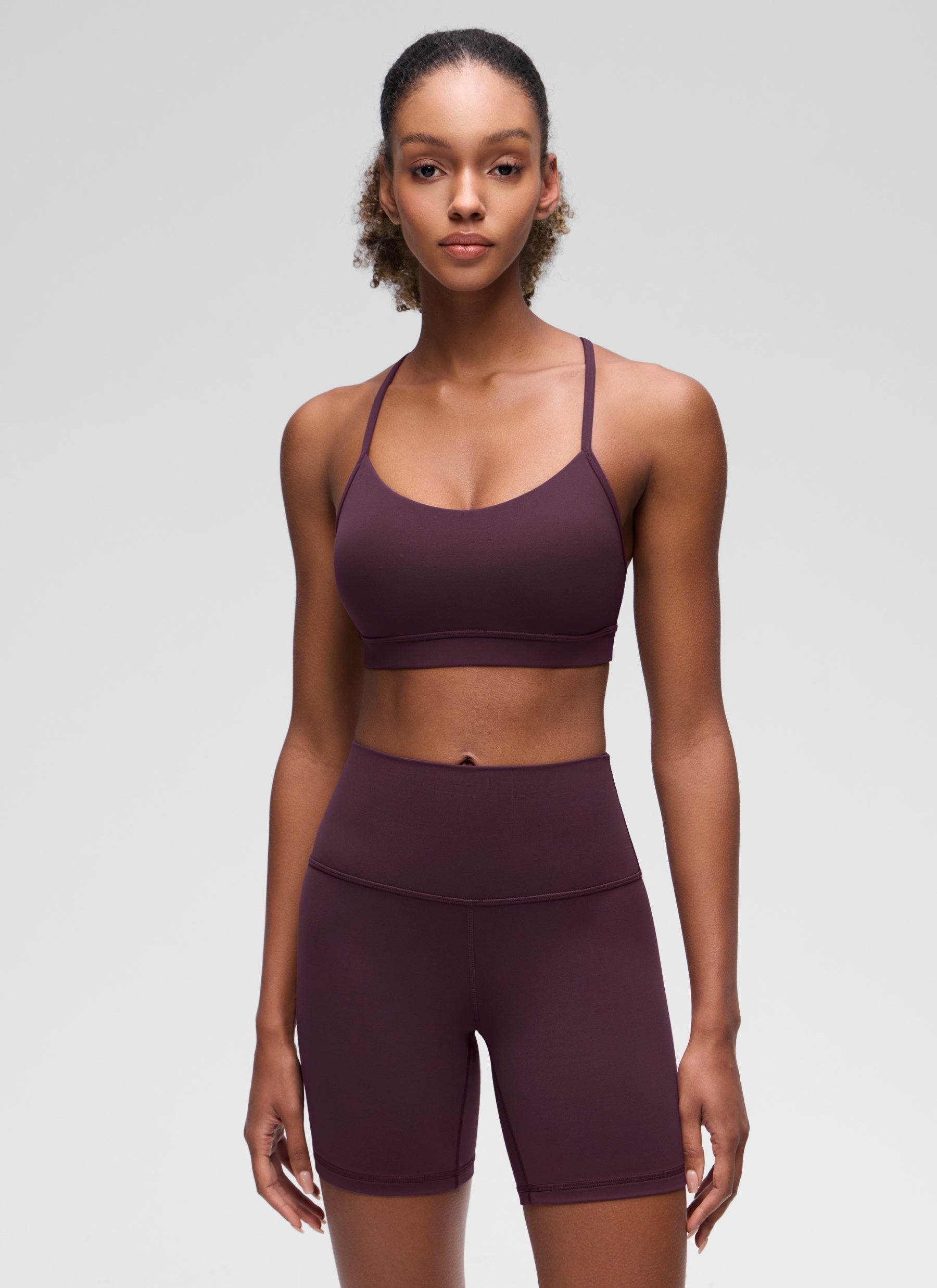 CRZ YOGA Women's Yoga Light Support Butterluxe Sports Bra Y back Deep Purple