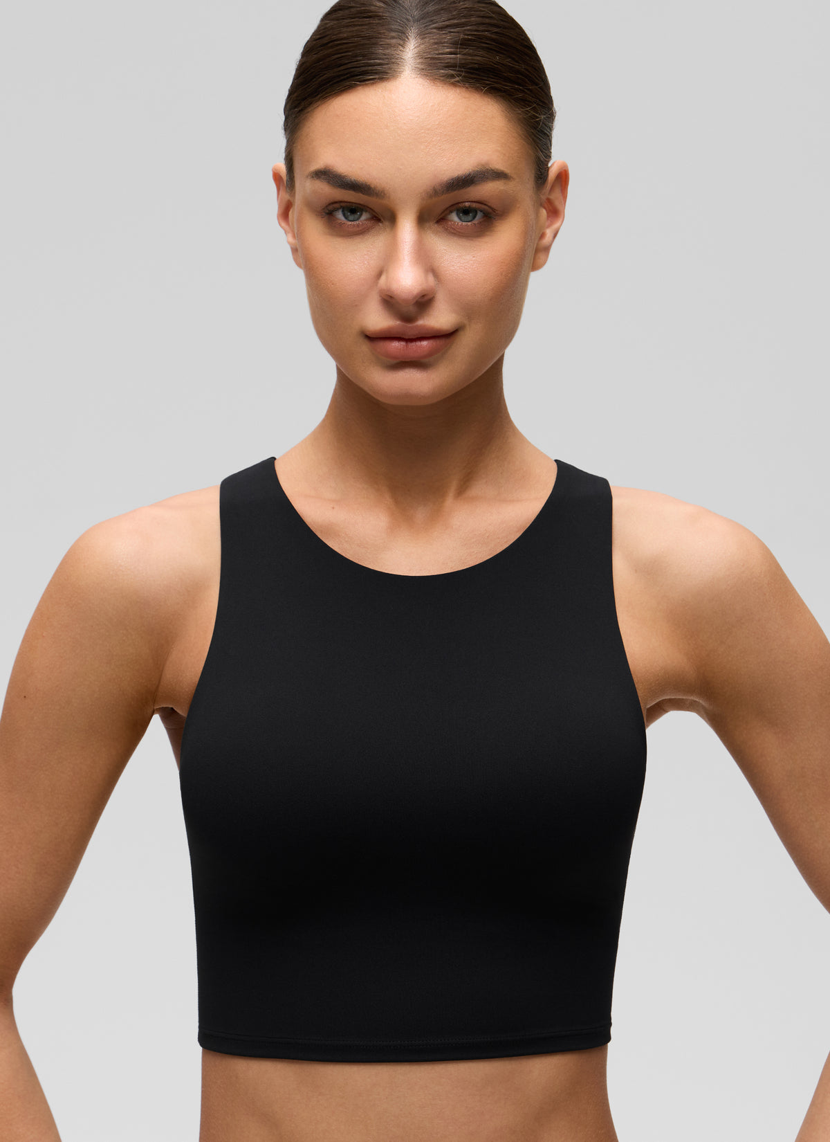 CRZ YOGA  Women's Yoga Low Support Butterluxe Tank High Neck Racerback Black @model_info:K