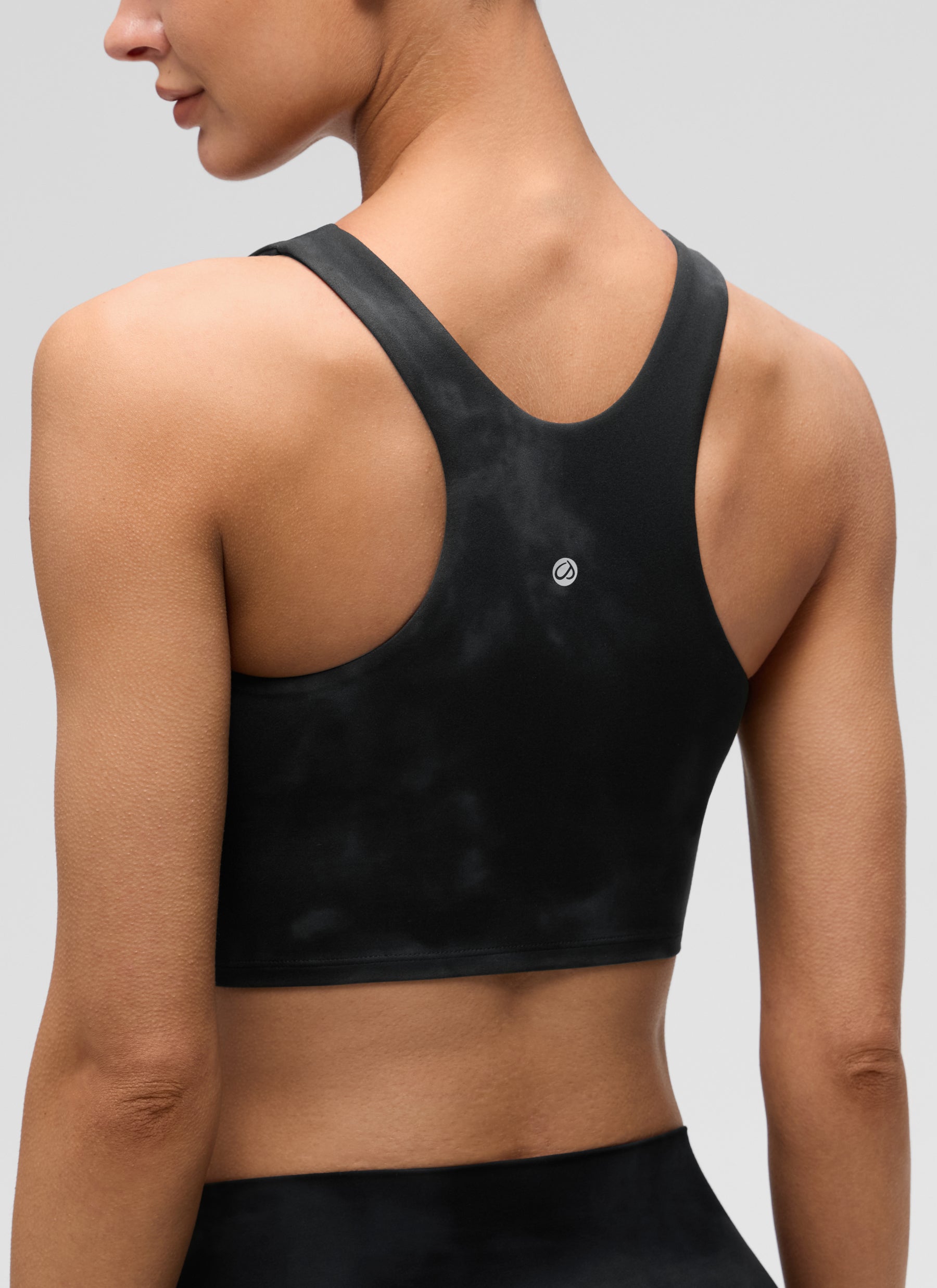 CRZ YOGA  Women's Yoga Low Support Butterluxe Tank High Neck Racerback Black Tie Dye Flowers