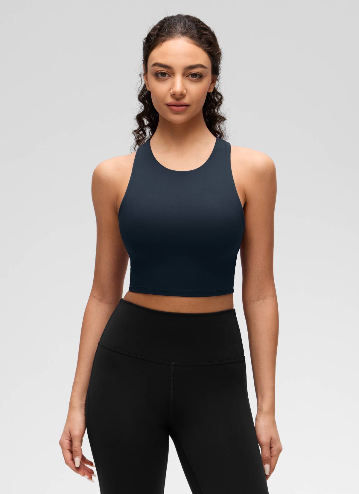 CRZ YOGA  Women's Yoga Low Support Butterluxe Tank High Neck Racerback True Navy