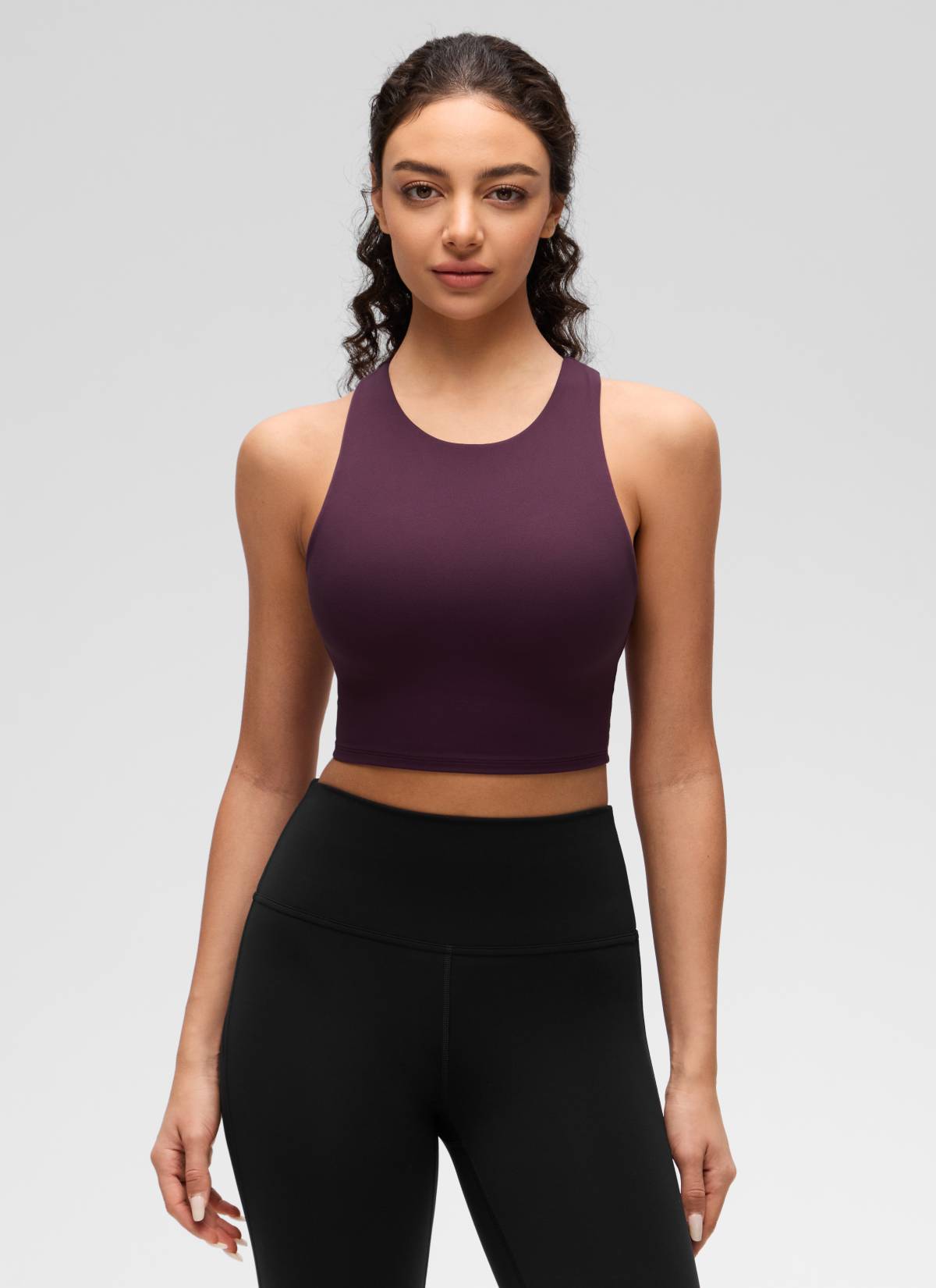 CRZ YOGA  Women's Yoga Low Support Butterluxe Tank High Neck Racerback Deep Purple