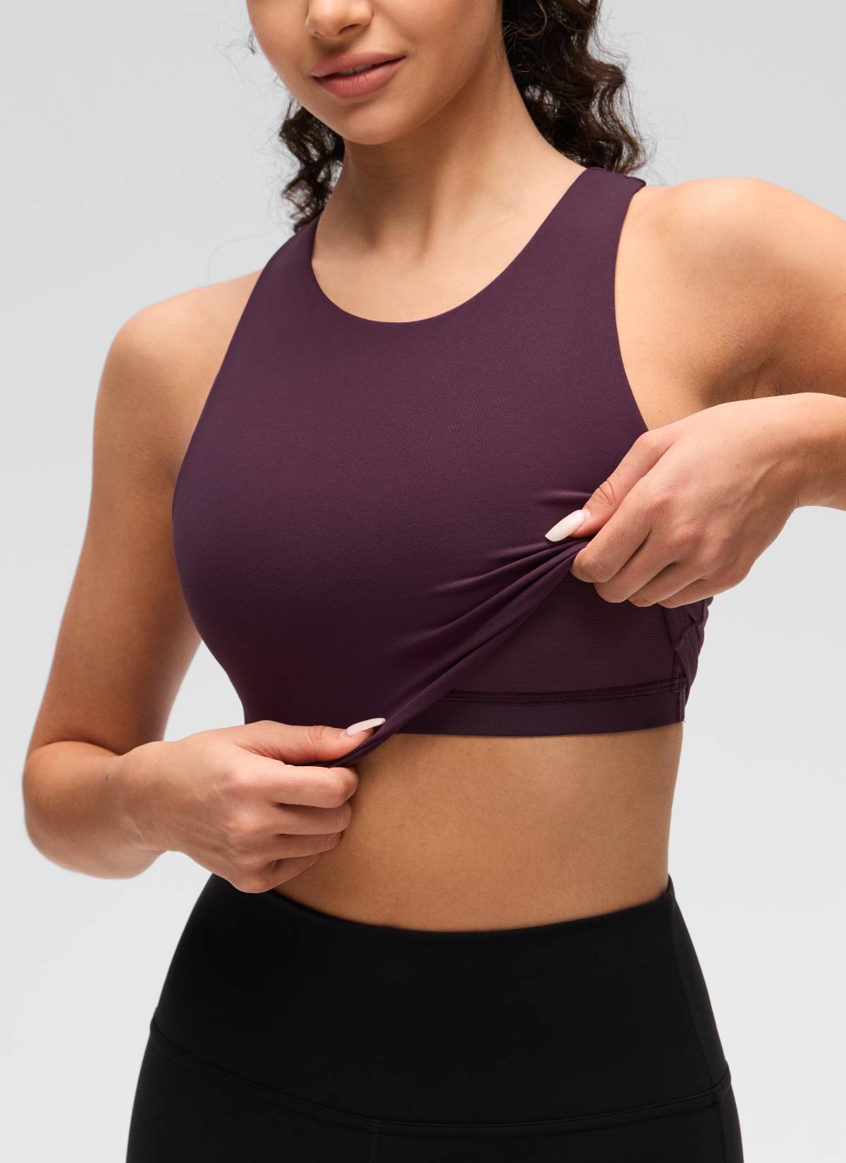 CRZ YOGA  Women's Yoga Low Support Butterluxe Tank High Neck Racerback Deep Purple