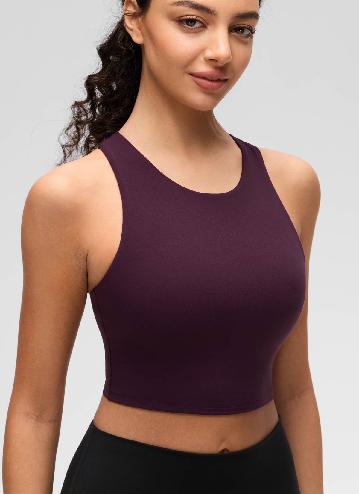 CRZ YOGA  Women's Yoga Low Support Butterluxe Tank High Neck Racerback Deep Purple
