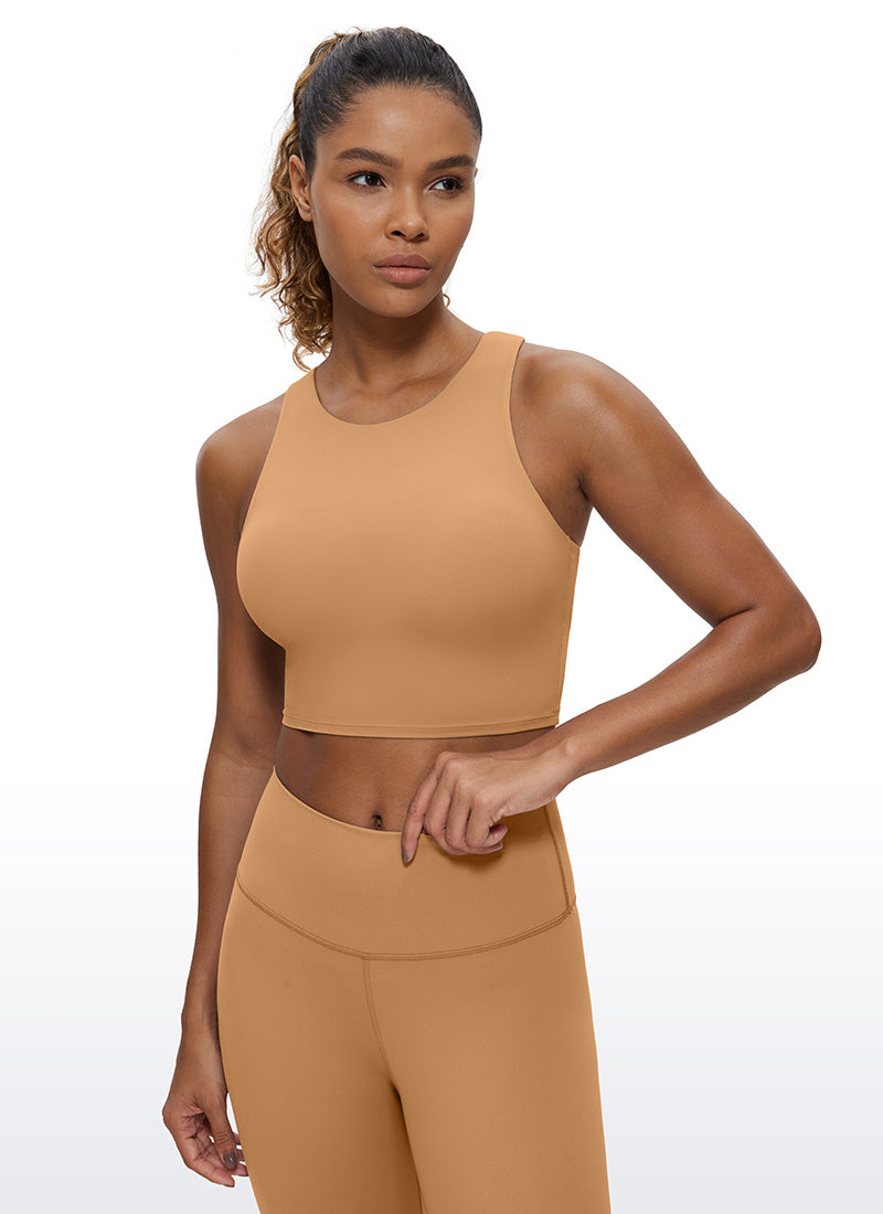 CRZ YOGA  Women's Yoga Low Support Butterluxe Tank High Neck Racerback Doe Brown