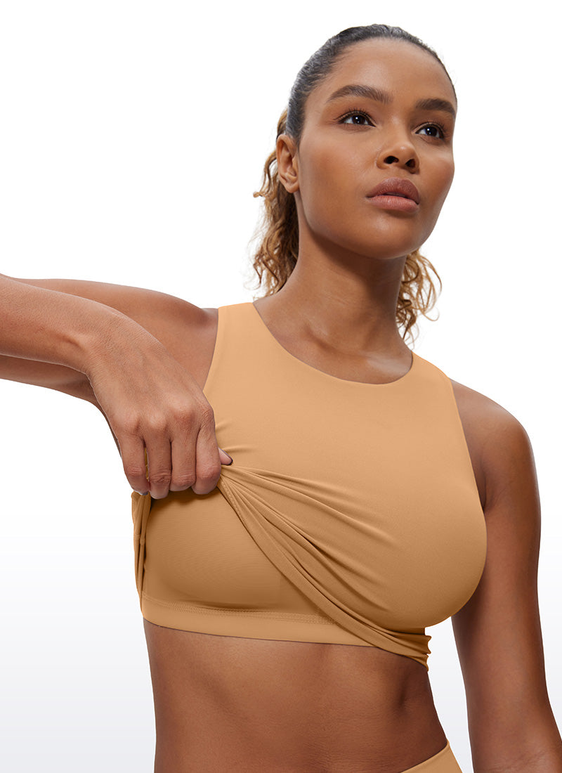 CRZ YOGA  Women's Yoga Low Support Butterluxe Tank High Neck Racerback Doe Brown
