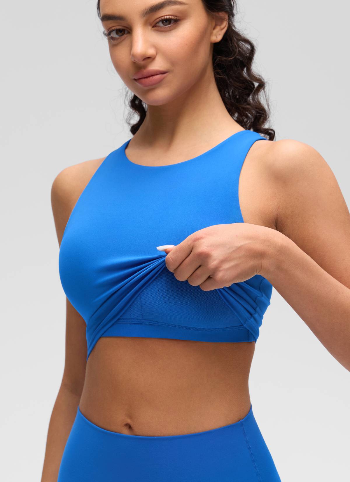 CRZ YOGA  Women's Yoga Low Support Butterluxe Tank High Neck Racerback Sparkle Blue