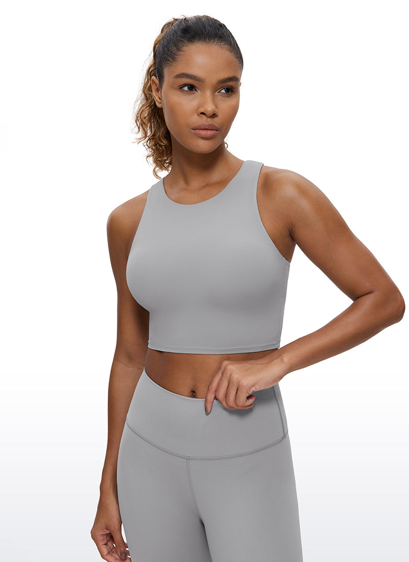 CRZ YOGA  Women's Yoga Low Support Butterluxe Tank High Neck Racerback Rhino Grey