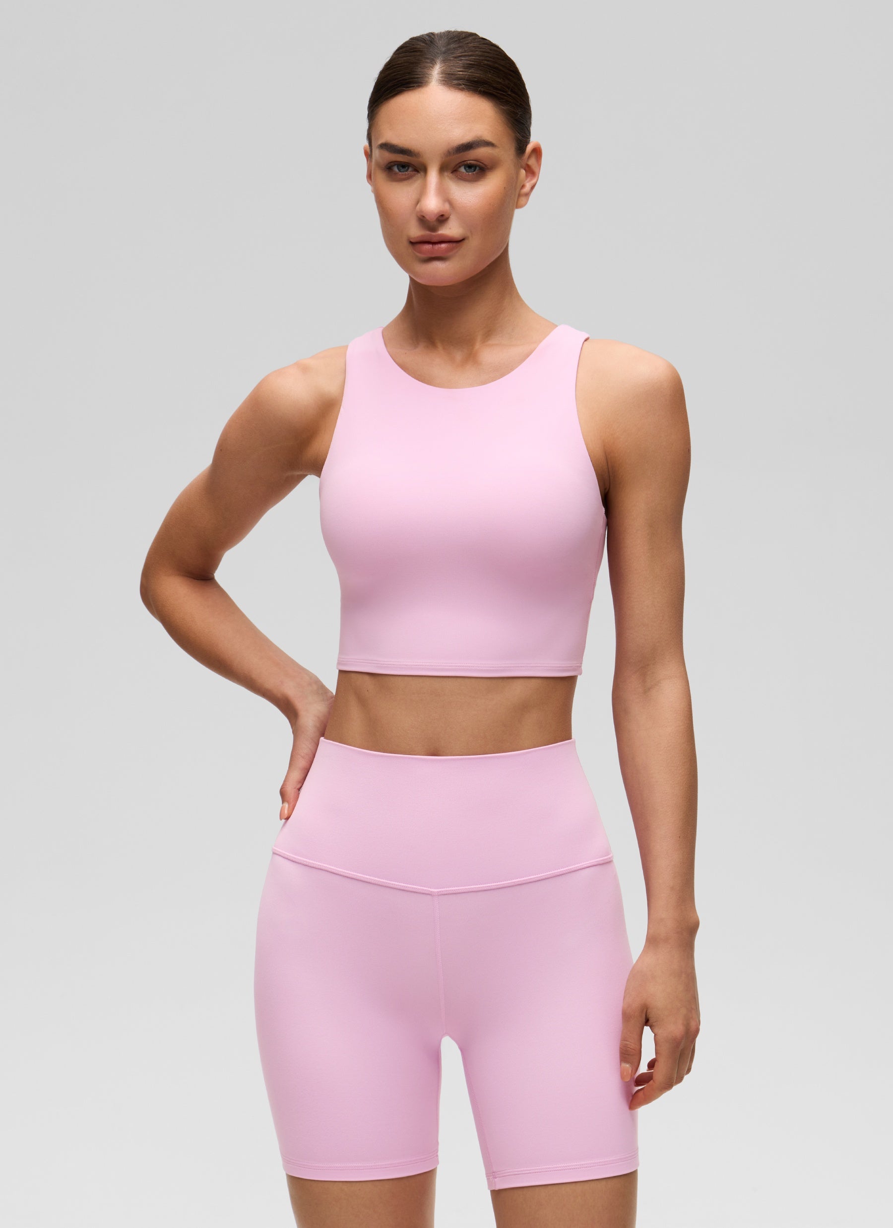 CRZ YOGA  Women's Yoga Low Support Butterluxe Tank High Neck Racerback Vita Pink