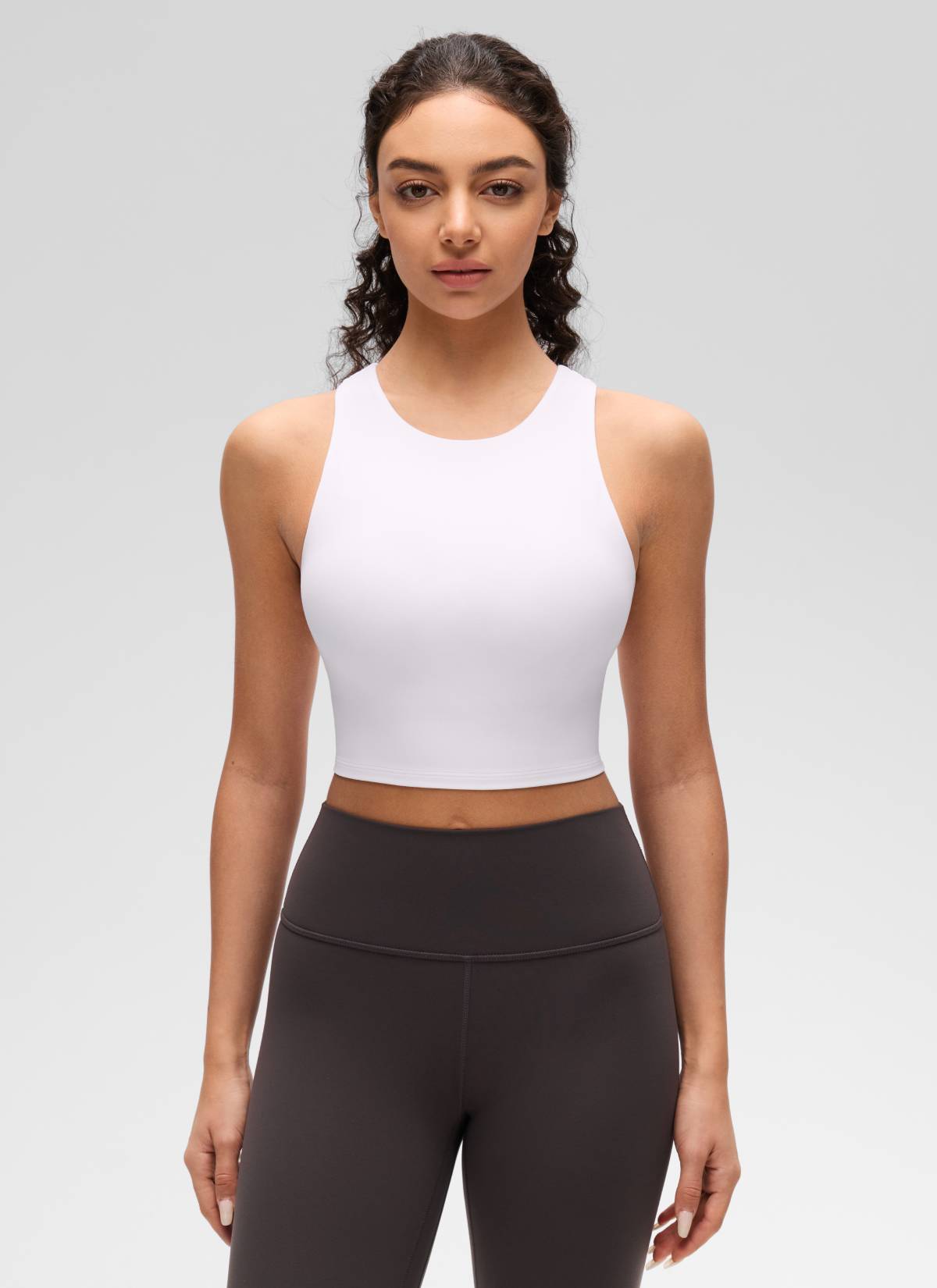 CRZ YOGA  Women's Yoga Low Support Butterluxe Tank High Neck Racerback White