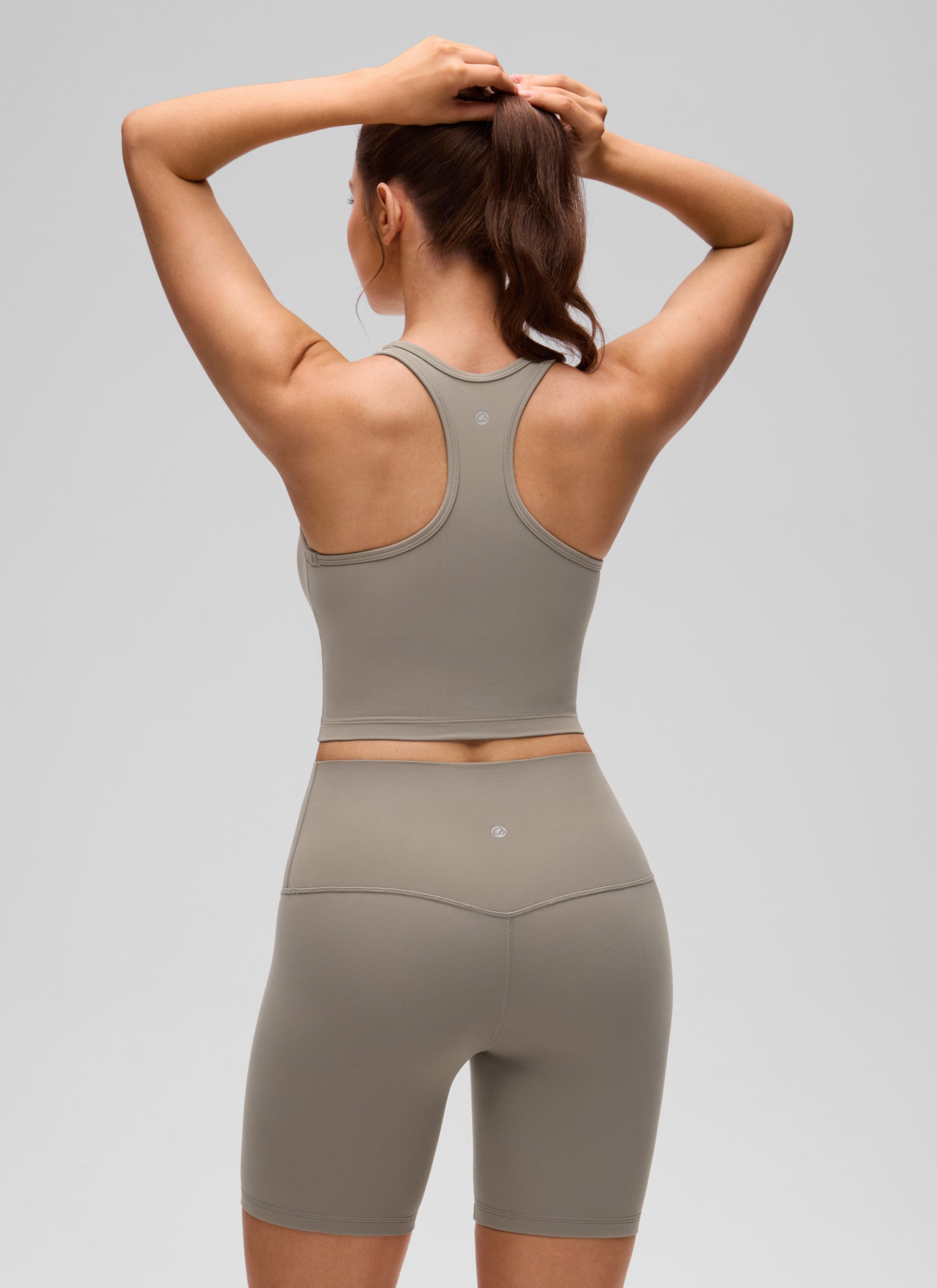 CRZ YOGA Women's Yoga Low support Butterluxe Scoop Neck Bra Y-Back Warm Ash Grey