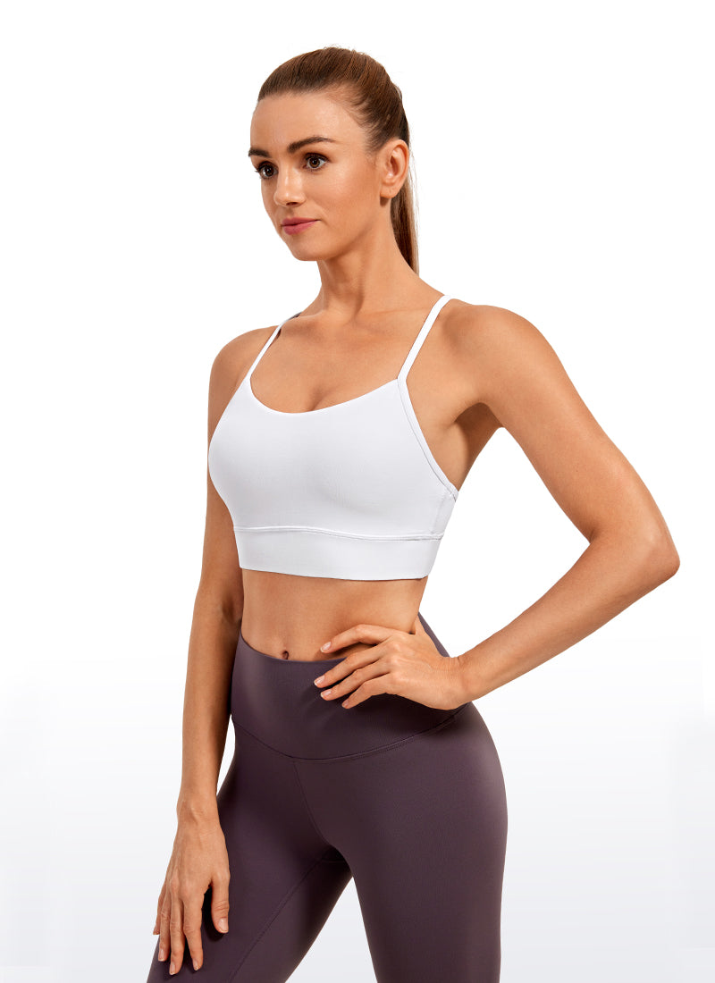 حمالة صدر طويلة لليوجا بدعم خفيف وظهر على شكل حرف Y للنساء من CRZ YOGA بلون أبيض Butterluxe