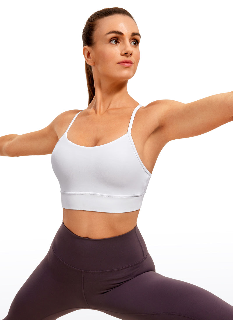 حمالة صدر طويلة لليوجا بدعم خفيف وظهر على شكل حرف Y للنساء من CRZ YOGA بلون أبيض Butterluxe