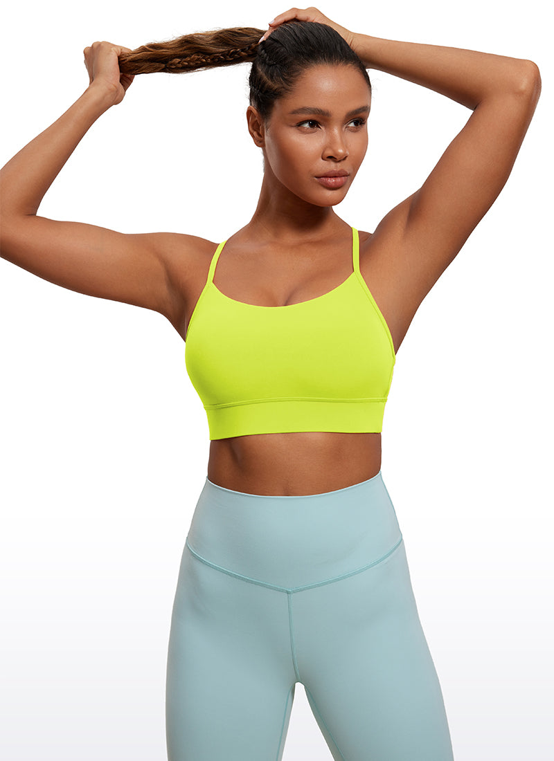 حمالة صدر طويلة لليوجا بدعم خفيف وظهر على شكل حرف Y للنساء من CRZ YOGA بلون أصفر نيون Butterluxe