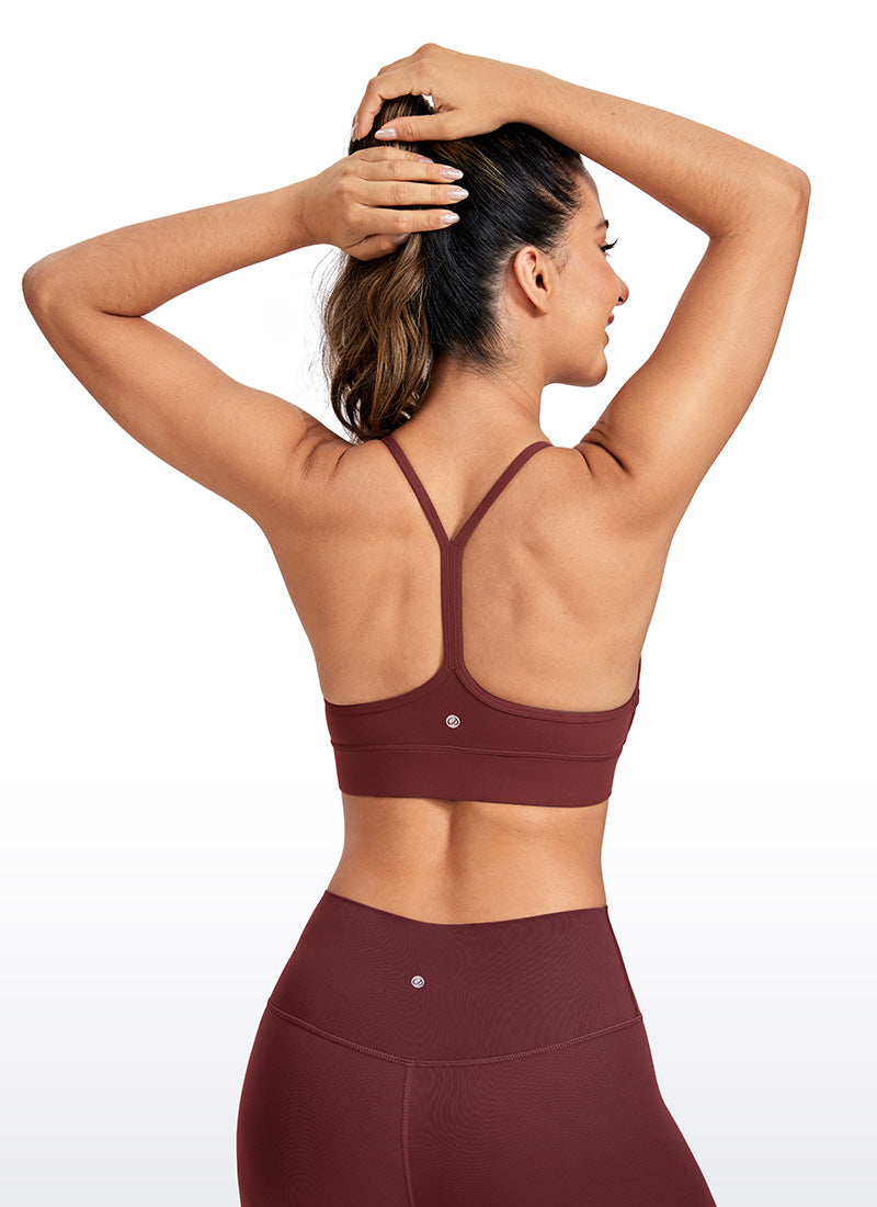 حمالة صدر طويلة لليوجا بدعم خفيف وظهر على شكل حرف Y للنساء من CRZ YOGA بلون أحمر متوهج Butterluxe