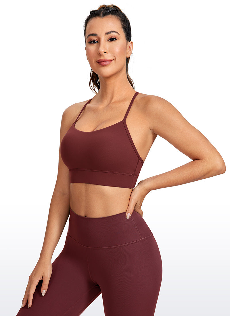 حمالة صدر طويلة لليوجا بدعم خفيف وظهر على شكل حرف Y للنساء من CRZ YOGA بلون أحمر متوهج Butterluxe