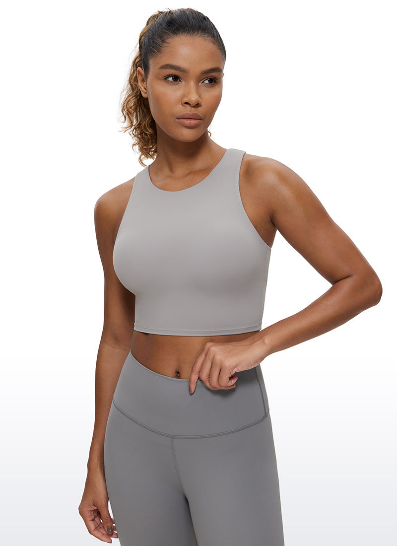 CRZ YOGA  Women's Yoga Low Support Butterluxe Tank High Neck Racerback Gull Gray @model_info:Gigi