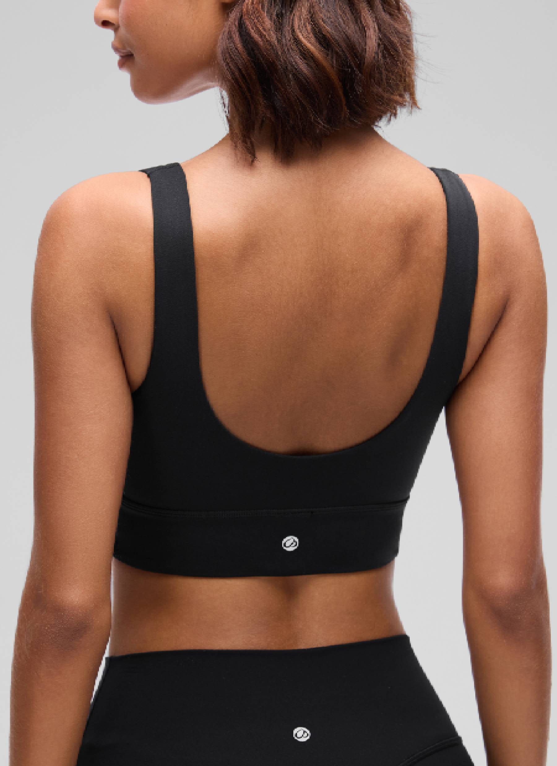 حمالة صدر رياضية Butterluxe طويلة للنساء من CRZ YOGA لدعم منخفض لليوغا بظهر على شكل U أسود