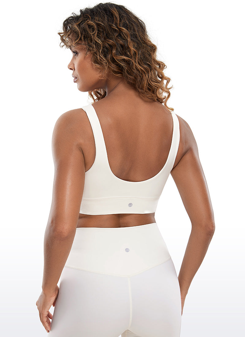 حمالة صدر رياضية Butterluxe طويلة للنساء من CRZ YOGA لدعم منخفض لليوغا بظهر على شكل U أبيض مشمشي