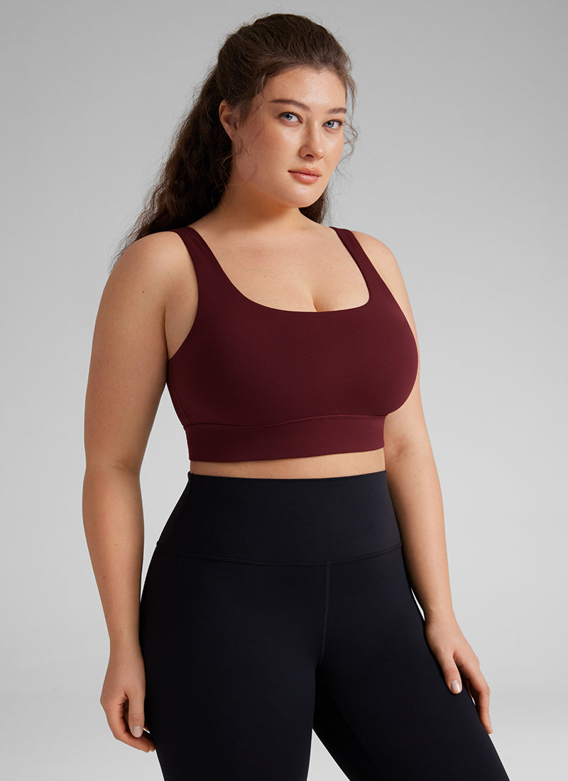 حمالة صدر رياضية Butterluxe طويلة للنساء من CRZ YOGA لدعم منخفض لليوغا بظهر على شكل U أحمر ميرلو