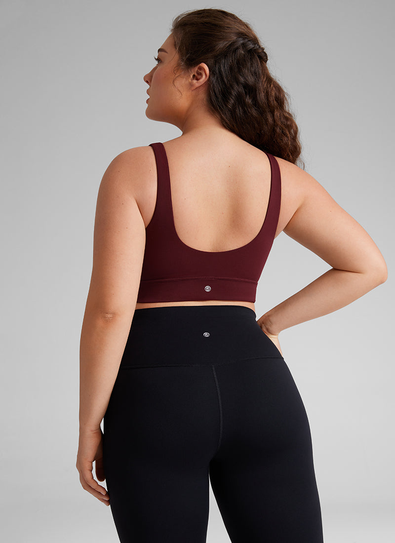 حمالة صدر رياضية Butterluxe طويلة للنساء من CRZ YOGA لدعم منخفض لليوغا بظهر على شكل U أحمر ميرلو