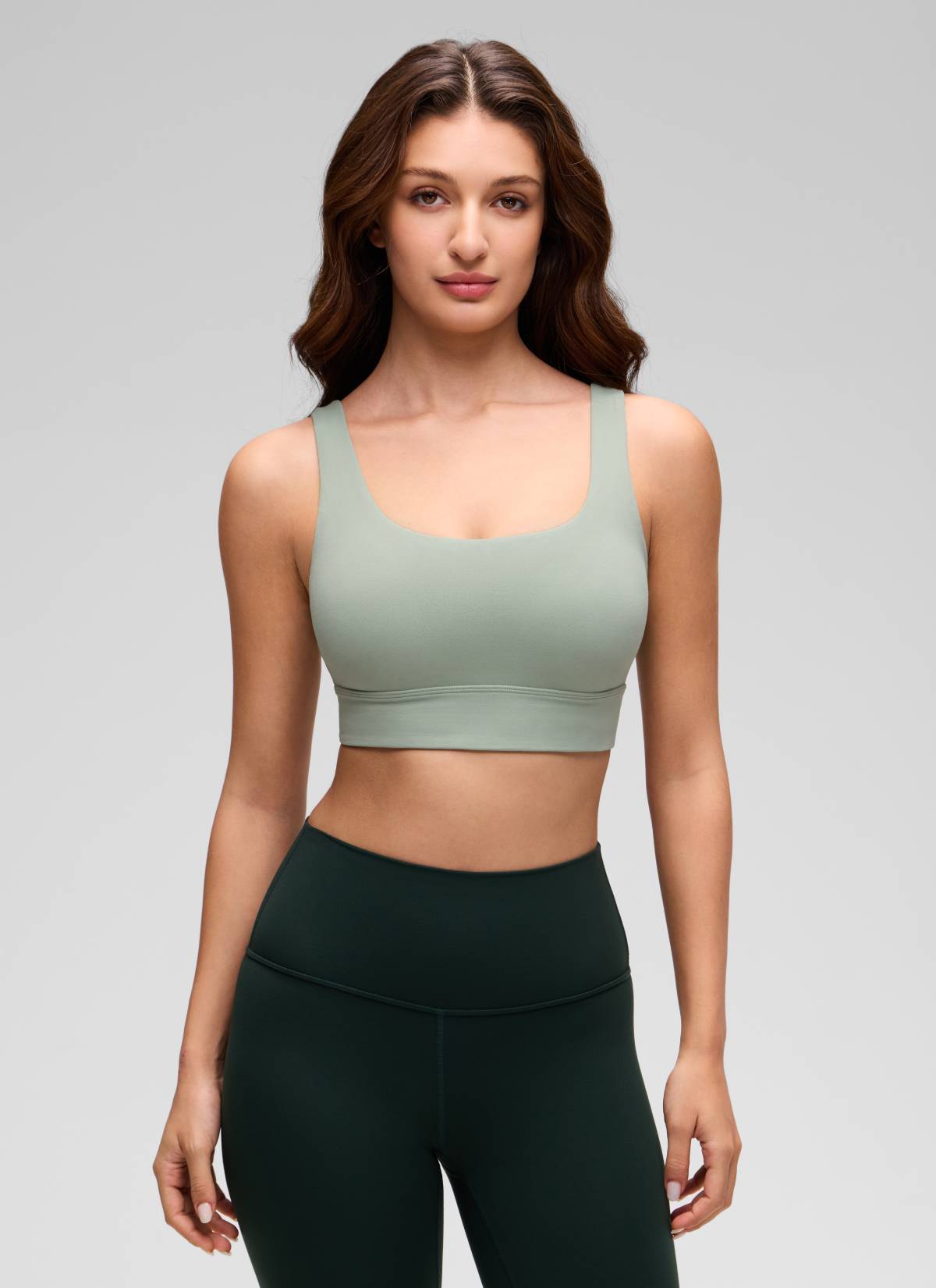 CRZ YOGA Women's Yoga Low Support Butterluxe Sport Bra U Back Longline Green Palm Court
