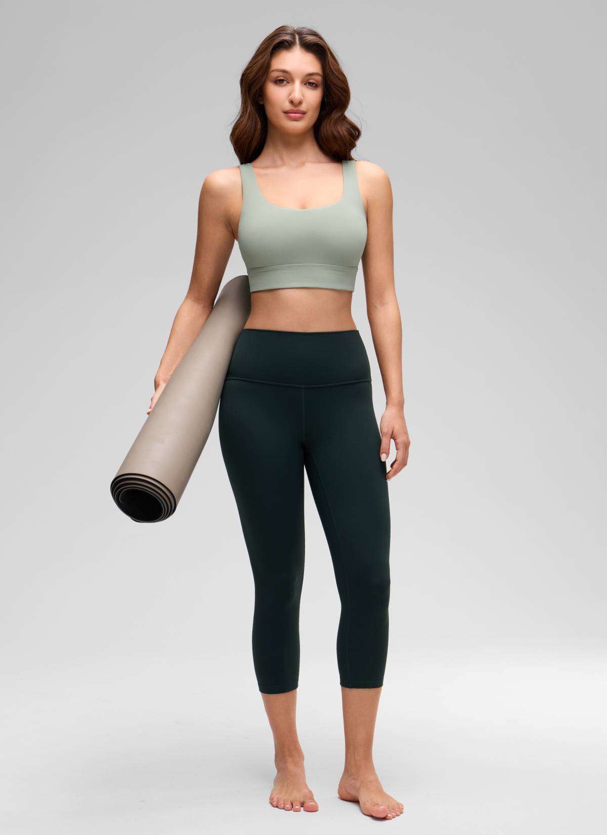 CRZ YOGA Women's Yoga Low Support Butterluxe Sport Bra U Back Longline Green Palm Court
