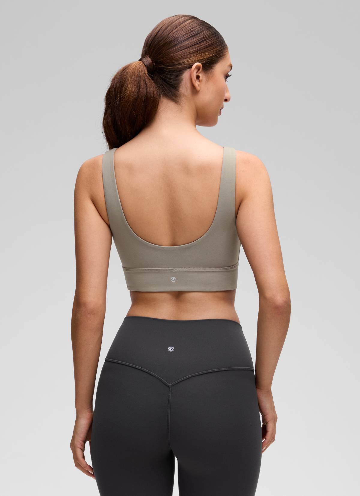 CRZ YOGA Women's Yoga Low Support Butterluxe Sport Bra U Back Longline Warm Ash Grey