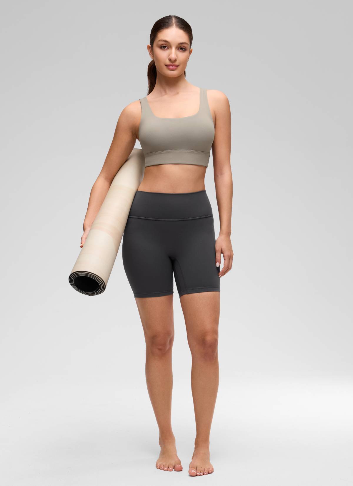 CRZ YOGA Women's Yoga Low Support Butterluxe Sport Bra U Back Longline Warm Ash Grey