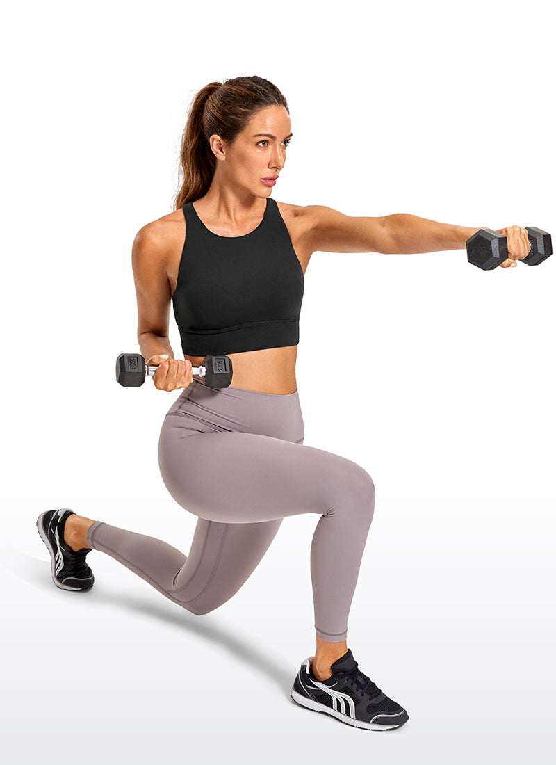 حمالة صدر Butterluxe للتدريب بدعم متوسط للنساء بظهر بأشرطة من CRZ YOGA، أسود