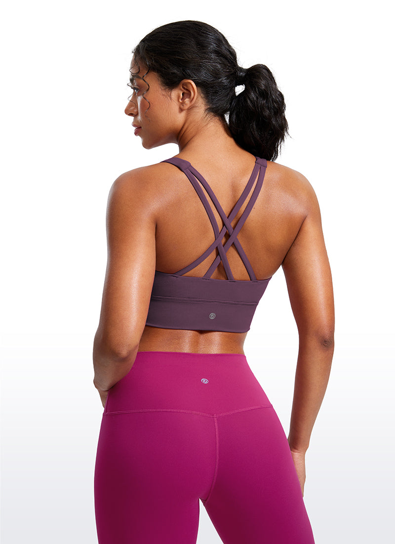 حمالة صدر Butterluxe للتدريب بدعم متوسط للنساء بظهر بأشرطة من CRZ YOGA، بنفسجي غريب ثيستل
