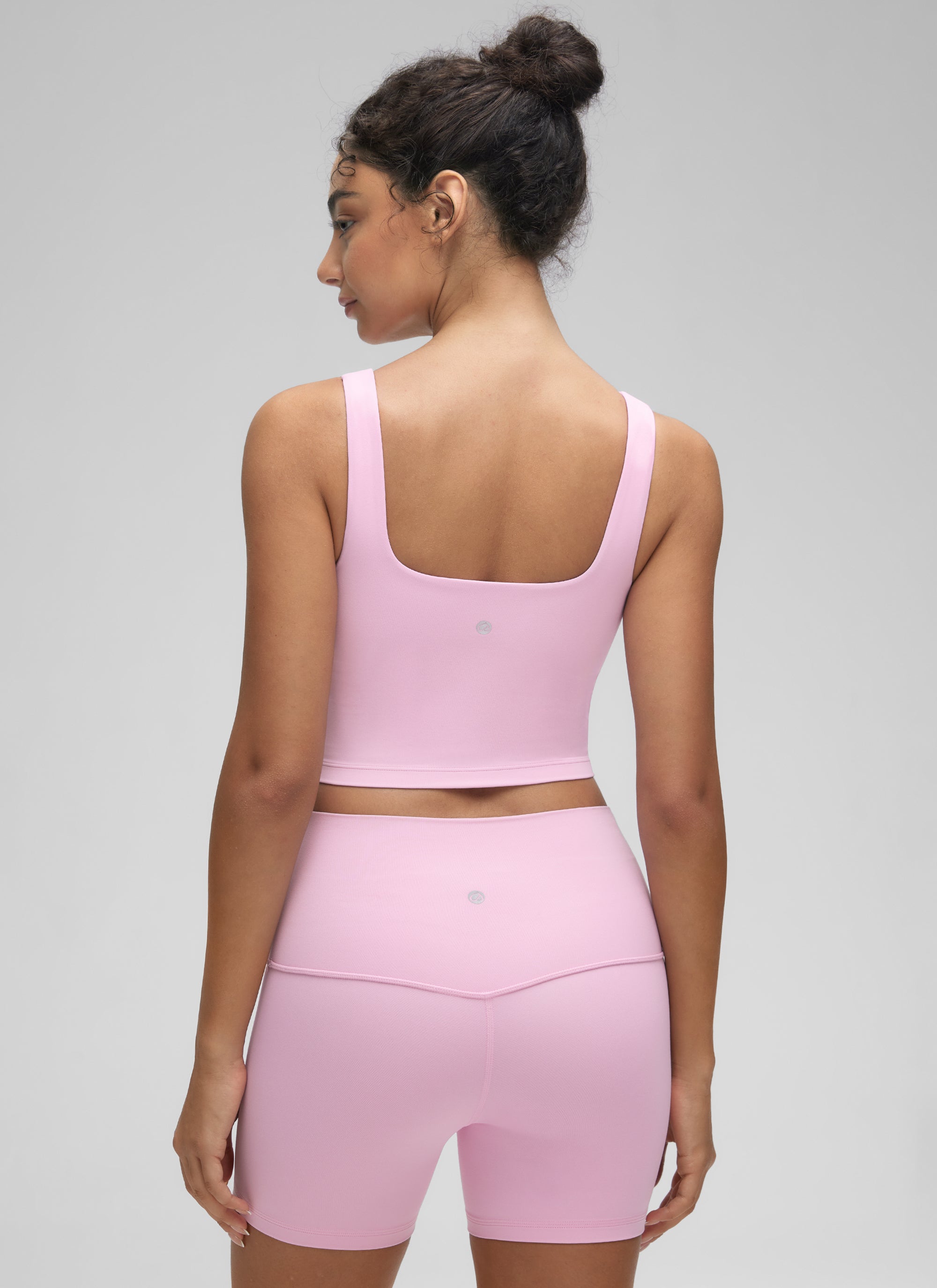 CRZ YOGA Women's Yoga Low Impact Butterluxe Longline Bra Square Neck Vita Pink