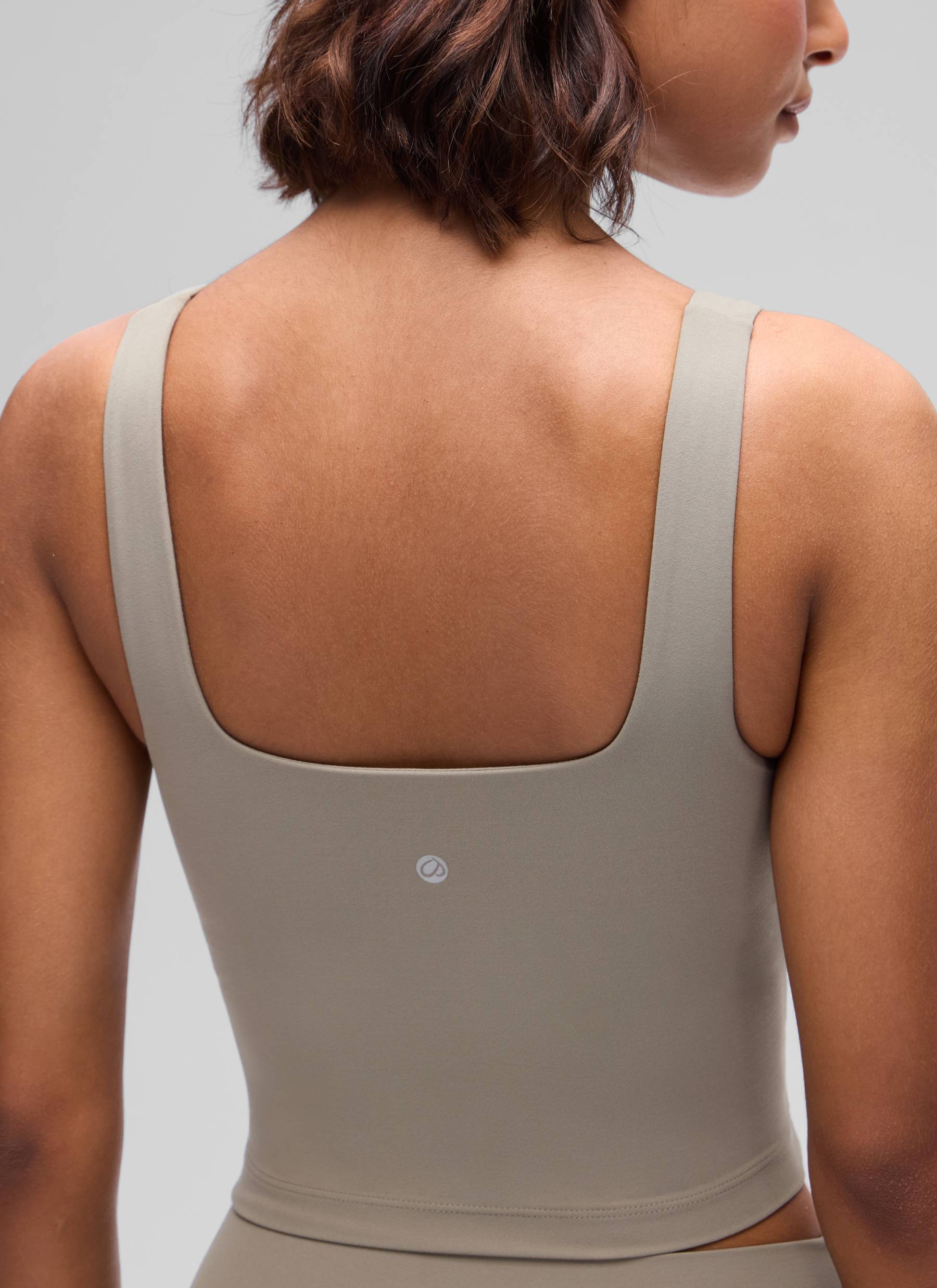 CRZ YOGA Women's Yoga Low Impact Butterluxe Longline Bra Square Neck Warm Ash Grey