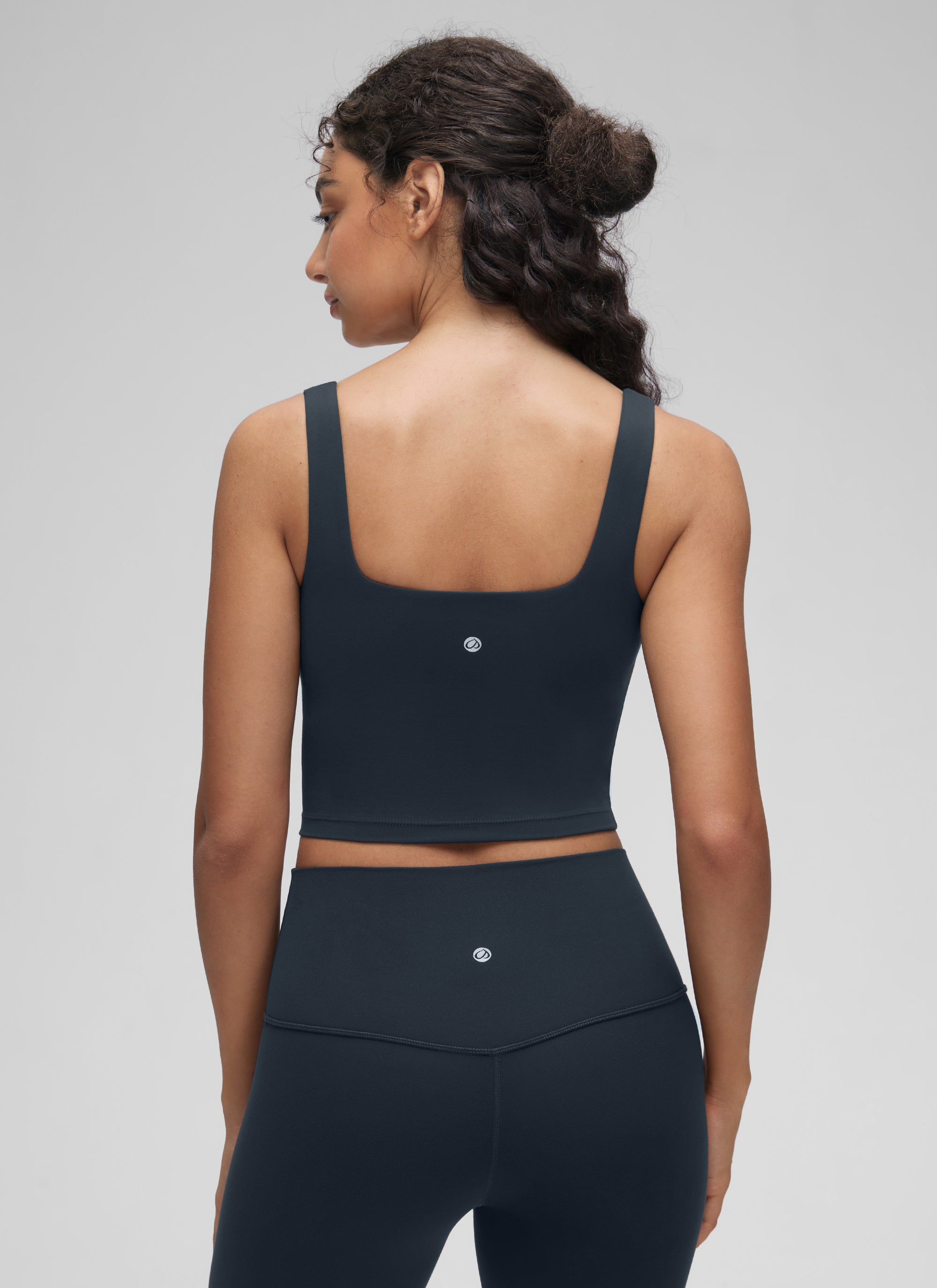 CRZ YOGA Women's Yoga Low Impact Butterluxe Longline Bra Square Neck True Navy