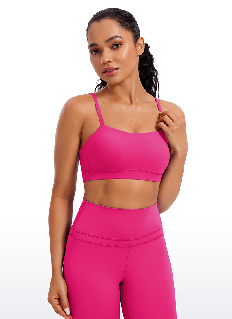 CRZ YOGA Womens Butterluxe  Adjustable Spaghetti Thin Strap Sports Bra Granita Pink @model_info:AMA