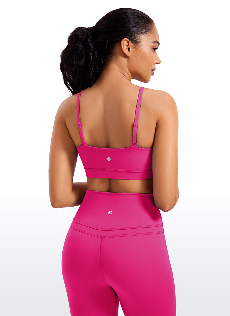 CRZ YOGA Womens Butterluxe  Adjustable Spaghetti Thin Strap Sports Bra Granita Pink @model_info:AMA