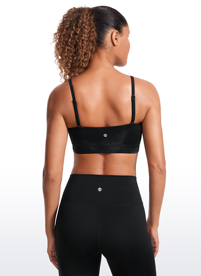 CRZ YOGA Womens Butterluxe  Adjustable Spaghetti Thin Strap Sports Bra Black Tie Dye Flowers @model_info:GI